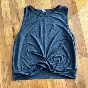 Alo Yoga Charcoal Gray Sleeveless Women’s Cropped Top with Front Twist - Large